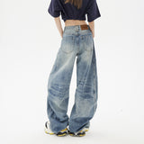 Vintage High-Waisted Loose Broad Leg Pants Sprying Sleek Trousers Spring And Summer Jeans Women & Trousers Lengthened