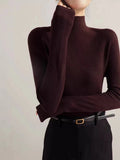 Korean Wearing Gray Half-Neck Knitted Women's Clothing In The Early Autumn And Winter Sweater Bottom Shirt Short Top