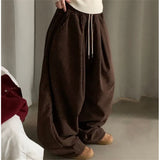 Korean Version Of Loose Waist Casual Retro Wind Breeze Velvet Loose Casual Trousers Women's Pocket Languid Languid Trousers