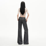 Grey High Sense Of Wisdom Fashionable Low-Rise Casual Trousers Women TR Mixed Sleung No Leg Suit Casual Pants