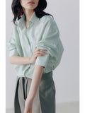 26SS Mint Manbo Fuzy Minimally Cool Anti-Crinkling Loose Thromboid Long-Sleeved Shirt For Women