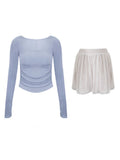 Strict Selection Slide Tria Acetic Acid Ballet Set Ice Naked Sun Protection T-Shirt Woman Collar Top + Bud Skirts Sunscreen