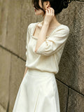 French Gentle Apricot-Color Hot Diamond Collar Top Women 2026 Summer New Commuting Thin Shirt