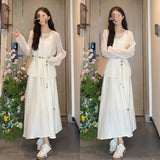 White Hanging Licks Women's Summer 2025 New Gentle And Style Temperament Wears A Seaside Vacation Dress