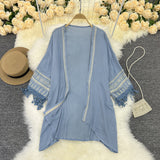 Ethnic Wind Embroidery Sunscreen Shirt Outside The Beach With Loose Coat Bohemian Tuxedo Thairy Shawl