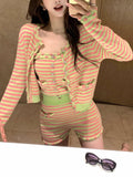 COCO Capsule Fragrant 30 Soft-Gillary Wool Light Spring Stripes Small Aroma Knitted Set