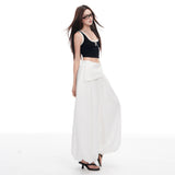 Design Feel White Fake Two Slanted Ass Three-Dimensional Lantern Trousers Women Summer Thin Strand Nine Trousers