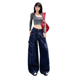 Vintage | Slash Design | Wide-Legged Denim Trousers Cownim Trousers