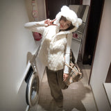 Little Bear Ears Macoat Hooded Hairy Jacket 2025 Spring And Autumn Shoulder Vest Fashion Adds Sweetness