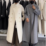 Light Gray Hair Coat Woman 2025 Autumn And Winter New Long Loose Temperament Korean Version Of The Coat Woman