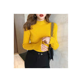 Side Half-High Collar Wood Ear In A Sweater With Knitted Bottom Shirt Women's Autumn And Winter 2025 New Top Women's Clothing