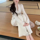 LP Old Money Knitting Set Classic Pit Strip Open Shirt + Linen Trousers