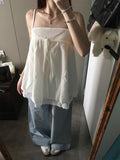 French Lace Spliced White Bra Sling Sling Vest Women Inside And Outside The Summer To Wear The Holiday Style Loose Sleeveless Top Tide
