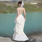 Thailand Tourism Deep V Vacation Dress 2026 New High-End Bohemian Hooliaf Layer Cake Dress