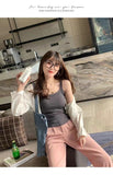 1017# Autumn New Cotton White Small Sling With Chest Cushion Integrated Design Sense Vest In The Bottom Of The Women