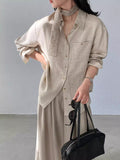 Old Money Style Linen Silk Shirt Women 2026 Spring Leisure Cardigan Temperament Loose Feeling Long-Sleeved Shirt