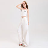 Millard Wears White Casual Pants Women's Spring And Autumn Loose Straight-Tight Tide Dragging Wide Leg Pants Snow Neil