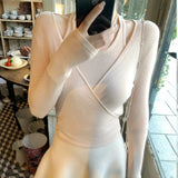 Lily Week JI To Comfort 100 Wool Series Wind Ballet Daily Feeling Knitted Top Set In Autumn
