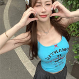 2080# Seamless Letter Print Sling Vest Wearing Fashion Beauty Back-Up With Chest Pad Vest Top