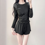 Slender Long-Sleeved Swimsuit Women Conservatively Cover The Belly Thin Flat Trousers Two Sets Of Sports Sunscreen Swimsuit Holiday Swimsuit