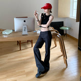 [BSF.Cn] Vintage Natural Straight-Back Low-Waisted Suit Bloggers Set Casual Pants Regular & Length