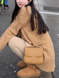Girls Old Money Blossom Collection Loose Sweater Coat / Knitted Sweater Short Dress Set