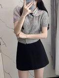 Miu Short-Sleeved Knitted Jersey Women's Spring Thin Cardigan Coat Short