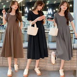 Pregnant Women's Summer Dress 2025 New Korean Version Of The Summer Sweet Age Reduction Simple Folding Pregnant Women's Dress