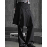 Korean Version Of Chic Niche Design Sweet Cool Wind Fake Two Metal Buckle Skirt Trumpet Trousers Trousers 3 Colors
