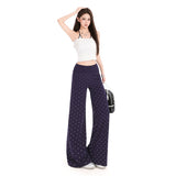 Wave Point Printing Atmosphere Feel Micro-Speaker Women Spring And Summer New High Waist Thin Lazy Leisure Horn Trousers