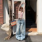 Vintage Curds Wide-Legged Jeans Women 2026 Summer New High-Rise Thin Straight Trousers Summer Thin