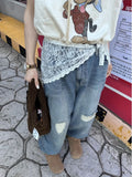 South Korea Dongdae Summer New Korean Stacked Style Triangular Towel Niche Bottoming Ass In Lace Apron