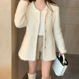 2025 Autumn And Winter South Korea Chic Famous Stisei Atmosphere Circle Collar Single Buckle Waist Thin Coat 3 Color