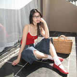 25SS New Retro Water Wash To Old Texture High-Rise Loose Legs Seven-Point Jeans