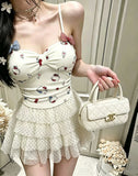 3011# Summer New Sweet Wind Cartoon Print Splicing Sling Sling Vest For Women With Tector Blouse