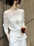 Commuting Style White Lace Splicing Top Female 2026 Summer New Design Sense Of Niche Temperament