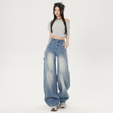 Vintage Sickle Jeans Spring 2025 New High-Waisted Loose Banana Trousers Design Tug Wide Leg Trousers