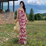 2025 Three-Dimensional Rose Design Dress Women's Broken Flower Tie Slings Thin Temperament Waist Skirt