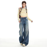 Vintage High-Rise Jeans Wide-Legged Woman's New Thin Loose Babes Straight Trousers Trousers & Long Pattern