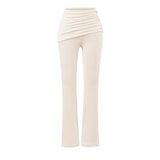 Kardashian Comfortable Skin Irregular Collar Repair Body Folded Waist Trousers Autumn Casual Set