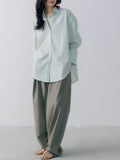 26SS Mint Manbo Fuzy Minimally Cool Anti-Crinkling Loose Thromboid Long-Sleeved Shirt For Women