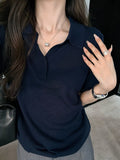 2026 Book Curly Wool Old Money Wind Polo Collar Very Simple And Refreshing Temperament Knitted Shirt Girl Spring