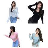 Pure Desire To Lead The Sweater Autumn And Winter Soft And Long Short Design Sense Of Niche Unique Fashion Thicken With Low-Necked Bottom Shirt
