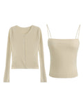 Knitting Series_Imported Yarn Thin Opener / Pure Color Open Shirt Sling With Two Sets Of Fashion Temperament