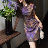 Yujing Chinese Style New Chinese Dress Rain-Lump Improved Cheongsam Short Long Dress