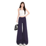 Wave Point Printing Atmosphere Feel Micro-Speaker Women Spring And Summer New High Waist Thin Lazy Leisure Horn Trousers
