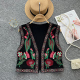 Vintage National Style Outside The Shirt Of Women's Thin Heavy Industry Embroidery Small Group Embroidery Full Of Short Vest Tops