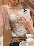 Audrey's Collection All-Fine Fake Two-Piece Design Lace Sling Inside The New Top
