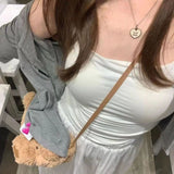 Set Women's Early Autumn New Cardigan Coat Sling Vest Top Sweet Thin Half Skirt Three-Piece Set