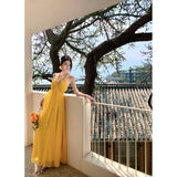 Romantic Sunshine 2025 Spring And Summer New Sexy Hanging Neck Holiday Dress White Super Fairy Temperament Holiday Dress